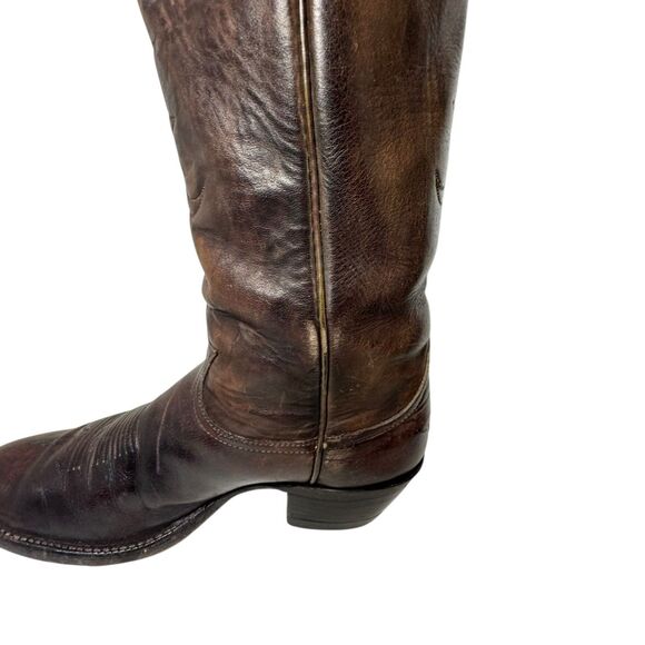 Vintage Brown Leather Black Label Tony Lama Cowboy Boots Men\'s Size 9 main image 12
